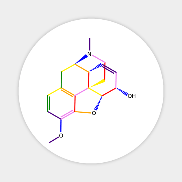 Codeine Molecule Rainbow Chemistry Magnet by ChemECool
